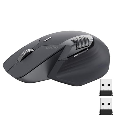 Rapoo MT760Mini Bluetooth Wireless Mouse - Bluetooth 5.0 and 2.4GHz Multi-Mode Connection, Support 4 Devices, M+ Cross Computer Technology, 11 Programmable Buttons, Matte Black - color: Matte Black, size: Mini