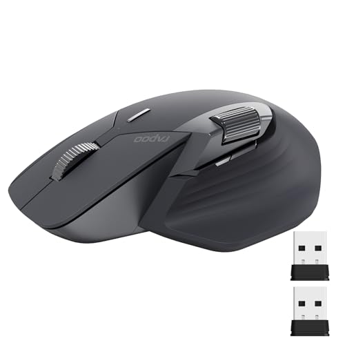Rapoo MT760Mini Bluetooth Wireless Mouse - Bluetooth 5.0 and 2.4GHz Multi-Mode Connection, Support 4 Devices, M+ Cross Computer Technology, 11 Programmable Buttons, Matte Black - color: Matte Black, size: Mini
