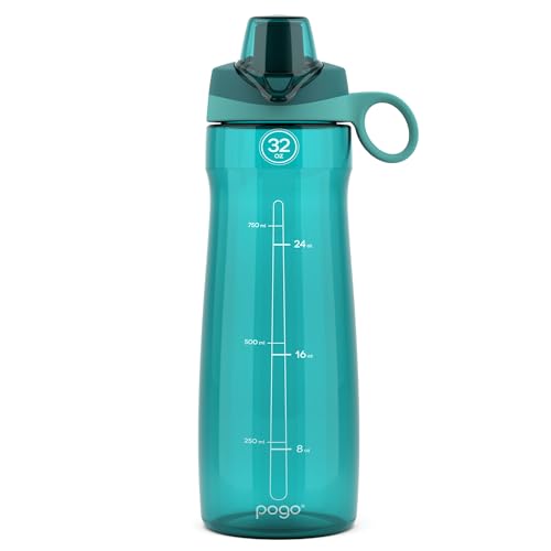 Pogo BPA-Free Plastic Water Bottle with Chug Lid, 32 Oz, Quetzal Teal - color: Teal, size: 32 Ounces
