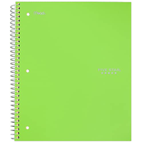Five Star Spiral Notebook, 1 Subject, College Ruled Paper, 100 Sheets, 11" x 8-1/2", Lime (72140) - color: Lime