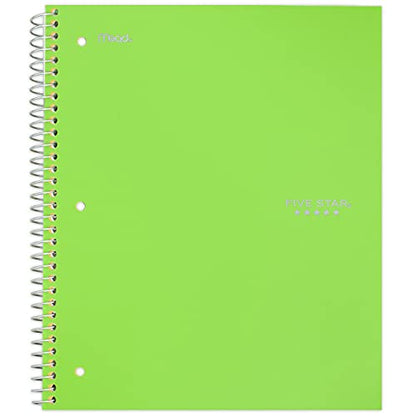 Five Star Spiral Notebook, 1 Subject, College Ruled Paper, 100 Sheets, 11" x 8-1/2", Lime (72140) - color: Lime