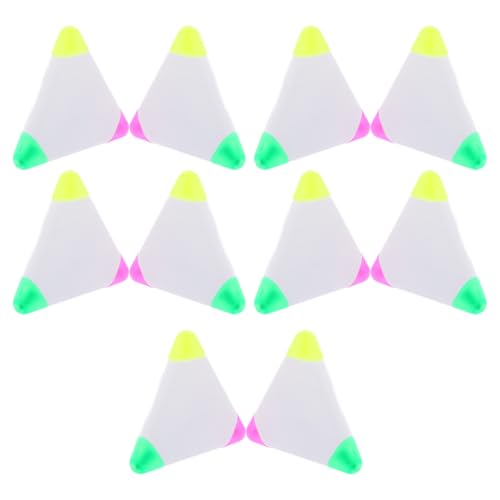 STOBAZA 10pcs Triangular Highlighter Pens Assorted Fluorescent Colored Pens with Plastic Body, Portable and Resists Fading, for Planners and Office Use, for Students and Professionals