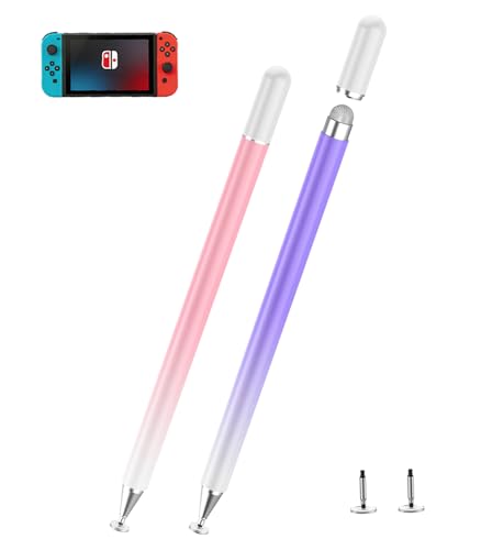 Stylus Pen for Touchscreen, Kenkor 2 in 1 Active iPad Pencil High Sensitivity & Precision, Stylus Pen for Nintendo Switch 2/iPhone/iPad/Samsung/Galaxy/Huawei/Surface, All Touch Screens - Pink+Purple - color: Pink+Purple