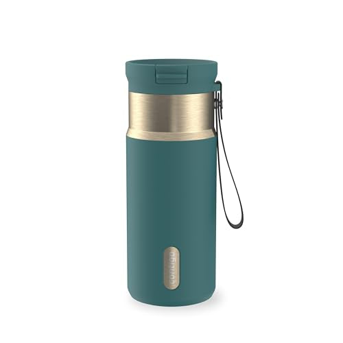 Contigo SnapSeal 473.2ml(16온스) 스테인리스 스틸 진공 단열 물병, 누출 방지 자동 닫힘 뚜껑(빨대 호환) 및 휴대용 스트랩, BPA 프리 및 납 프리, 식기세척기 사용 가능 - color: 미네랄 틸 샴페인, size: 16온스