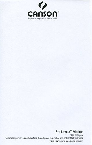 Canson Artist Series Pro Layout Marker Pad, 14” x 17”, Fold-Over Cover, 50 Sheets (100511049), 14" x 17" , white - size: 14" x 17"