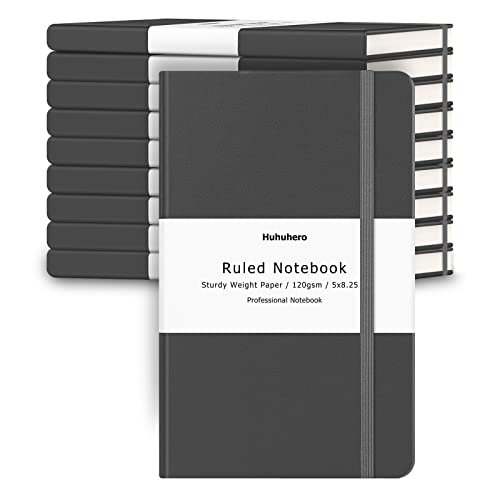 Huhuhero Notebooks Journal, College Ruled Notebook, Premium Thick Paper Lined Journal, Hardcover Notebook for Office Home School Business Writing Note Taking Journaling, 5"×8.25" (10, Dark Gray) - color: Dark Gray, size: 10