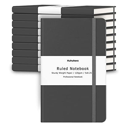 Huhuhero Notebooks Journal, College Ruled Notebook, Premium Thick Paper Lined Journal, Hardcover Notebook for Office Home School Business Writing Note Taking Journaling, 5"×8.25" (10, Dark Gray) - color: Dark Gray, size: 10