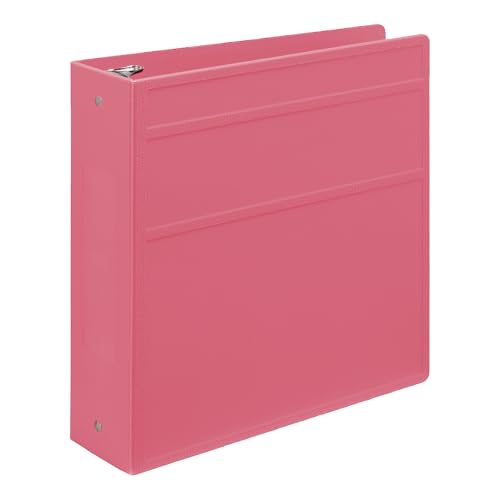 Carstens 3-Inch Heavy Duty 3-Ring Binder - Side Opening, Bubblegum Pink, Durable Plastic, Precision No-Gap Rings, Waterproof Cover, No Pockets, Holds 400 Letter Sheets, BPA-Free, Made in USA (1708-3R) - color: Pink, size: Individual