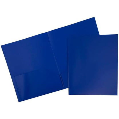 JAM PAPER Plastic 2 Pocket POP Folders - Durable School Folders - Blue - 12/Pack - color: Blue, size: 12 Per Pack