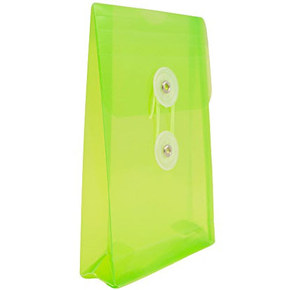 JAM PAPER Plastic Envelopes with Button & String Tie Closure - 4 1/4 x 6 1/4 - Lime Green - 12/Pack - color: Lime Green, size: 4 x 6