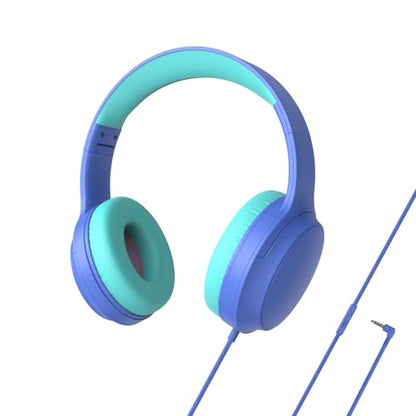Kids Headphones Wired,Wired Headphones for Kids Over Ear with Microphone,85/94dB Volume Limiter Headphone for Kids Boys Girls Teens Children,3.5mm Wired Foldable Headphone for School/Tablet (Blue) - color: Blue
