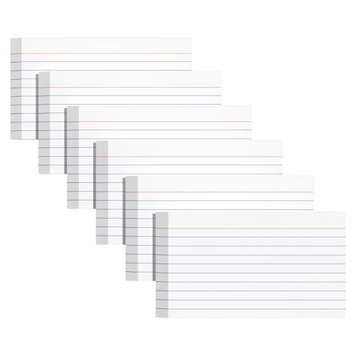 300 Count Index Cards 3 X 5, White Flash Cards for Studying | Lined Flashcards Notecards, Study Card, Ruled Front and Blank Back, Heavy Note Cards for Office, Home and School - color: White-6P, size: 3x5 Inch