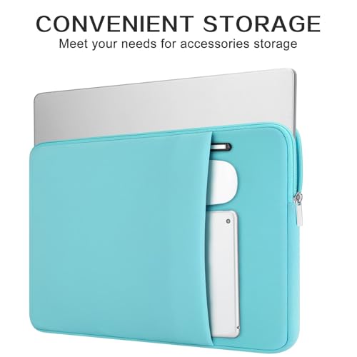 RAINYEAR 14 Inch Laptop Sleeve Case with Pocket & Accessories Pouch, Blue | Protective Soft Fluffy Lining Carrying Bag Compatible with 14 inch Notebook Computer Chromebook - color: Blue(Upgraded Version), size: 14"