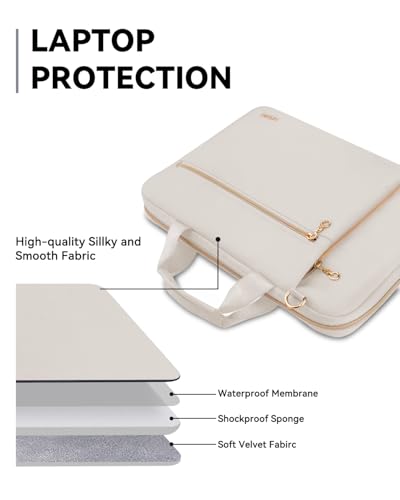 Laptop Case Bag Women Men Computer Sleeve Compatible with MacBook/Dell/HP/Acer/ASUS/LG, Waterproof Shoulder Carrying Briefcase, Beige, 15.6-16 Inch - color: Beige, size: 15.6 inch
