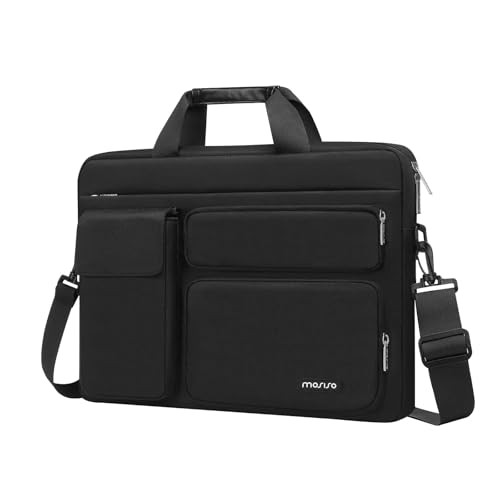 MOSISO Laptop Shoulder Bag 13 inch, 13 inch Computer Bag | Compatible with MacBook Neo 13 inch/Air 13 13.6/Pro 13 M2 M1 with 2 Raised&1 Flapover&1 Horizontal Pocket&Handle&Belt, Black - color: Black, size: 13 inch