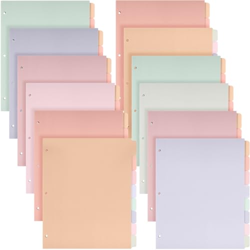 Honoson 12 Sets 8 Tab Dividers for 3 Ring Binders Plastic File 8.5 x 11 Inch Paper Multicolor Page Binder Index Dividers for School Office(Dream Color) - color: Dream Color