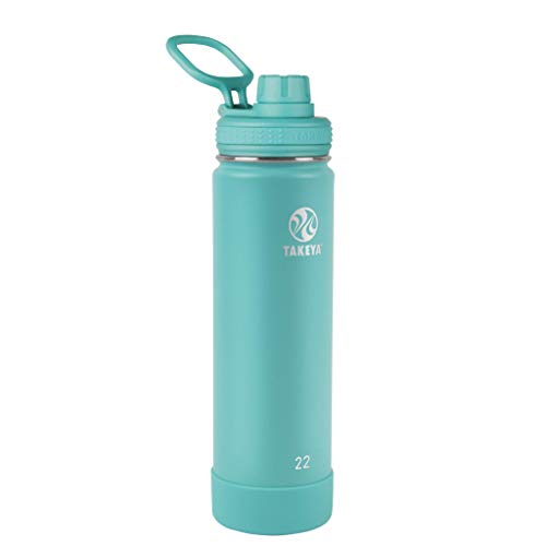 Takeya Actives Stainless Steel Water Bottle, Insulated Spout Lid, Keeps Drinks Cold 24 Hrs, Leakproof, Durable, Dishwasher Safe, Ideal for Gym, Travel, Fits Most Cup Holders, 22 oz/Teal - color: Teal, size: 22 Ounces