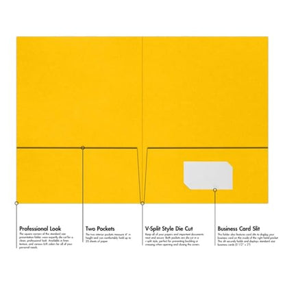 LUXPaper 9" x 12" Presentation Folders | Two Pocket | Sunflower Yellow | 100lb. Cover | 10 Qty - color: Sunflower