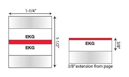 Tabbies 54525 EKG Medical Chart Index Tabs, 100 Pack, Red 1.25 x 0.5 in Self-Adhesive Patient File Divider Tabs for Records & Folders - style: Ekg