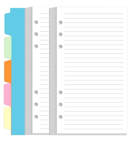 (2-Pack) A6 Lined Paper Refills for Filofax Personal Binder Planner - 160 Sheets/320 Pages Paper with 5 Colorful Binder Dividers, 3.75" x 6.75" - style: Personal / Size 3