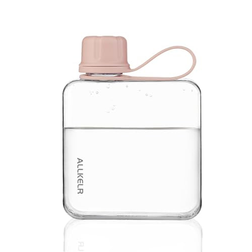 Portable Flat Water Bottle, 10.8 oz, Pink | BPA-Free Tritan, leakproof, slim fit for purses, lightweight for hiking, backpacking, travel - color: Pink, size: 10.8 Ounces