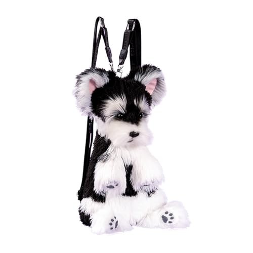 Chongker Dog Shaped Backpack - Handcrafted Stuffed Animals Plush Bag with Adjustable Shoulder, Crossbody, and Handbag Straps (Schnauzer-Black) - style: Schnauzer-black