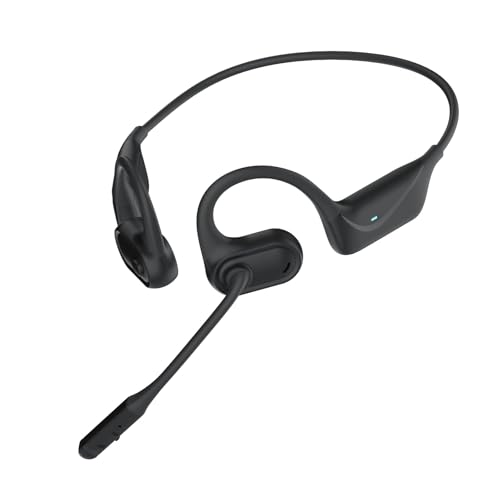 MONODEAL Open Ear Headphones with Mic, Lightweight Bluetooth 5.4 Headset with Microphone Noise Cancelling Mute Button, Wireless Headset Earphones for Work, Driving, Home Office, Workouts