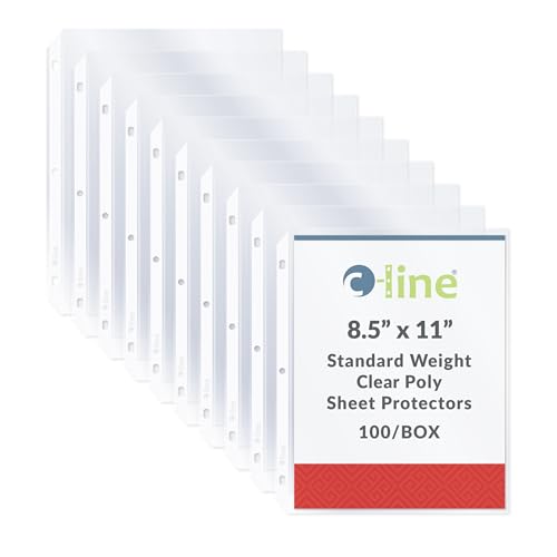 C-Line Top Loading Standard Weight Poly Sheet Protectors, Clear, 8.5 x 11 Inches, 100 per Box (62027) - color: Clear, size: Box of 100