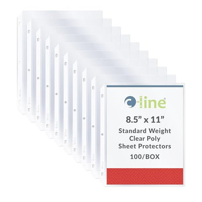 C-Line Top Loading Standard Weight Poly Sheet Protectors, Clear, 8.5 x 11 Inches, 100 per Box (62027) - color: Clear, size: Box of 100