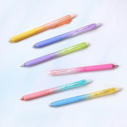 WRITECH Gel Pens Fine Point: Nebula Pen Set 0.7mm Black Ink Retractable 6ct Medium Point Smooth Writing with Aesthetic Gradient Color Barrel for Journaling Note Taking Silent Click No Smear - color: Multicolor1