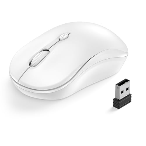 Wireless Mouse for Laptop, 2.4GHz Computer Mouse Office Cordless USB Mice | with USB A Receiver for PC,Laptop,Desktop,Mac,12-Month Battery Life,3 Adjustable DPI 800/ 1200/ 1600 - color: White