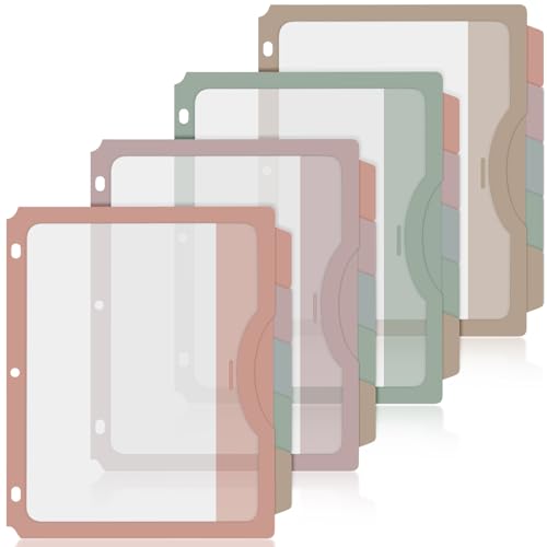 20 Counts Binder Dividers with 20 Pockets, 5 Tab Dividers for 3 Ring Binder Organizer US Letter Size 9.5 x 11.4 Inch for Office and Home Organization Back to School, Morandi Color, 4 Sets - color: Morandi