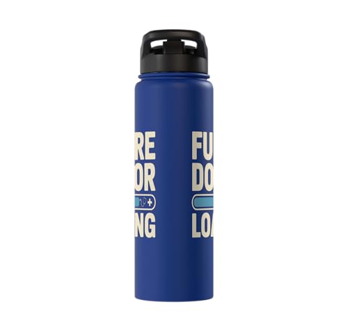 Future Doctor Loading Med Student Progress Bar Stainless Steel Insulated Water Bottle - color: Royal Blue