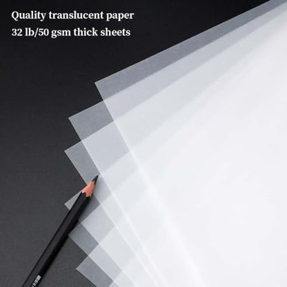 Tracing Paper Pad for Drawing, 100 Sheets, 8.5 x 11 Inch, 50gms Translucent Vellum Paper, for Sketching, Preliminary Drawing, Image Overlays (1 Pack, 8.5×11in) - size: 8.5×11in
