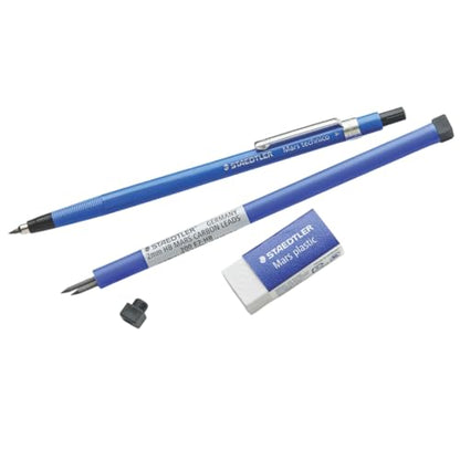 STAEDTLER Mars Technical Mechanical Pencil Set, Blue, 18 Pack | 1 pencil - 2 mm, 1 eraser, 2 ea 2H lead refills. 4pc
