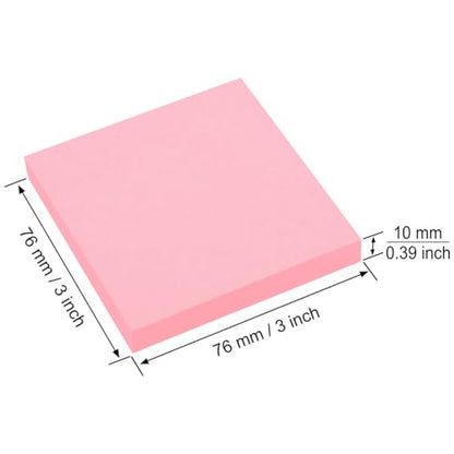 ZCZN 400 Sheets Pop-up Sticky Notes, 3 x 3 Inches, 4 Pads Bright Color Self-Stick Notes, 100 Sheets/Pad, Pink - color: Pink