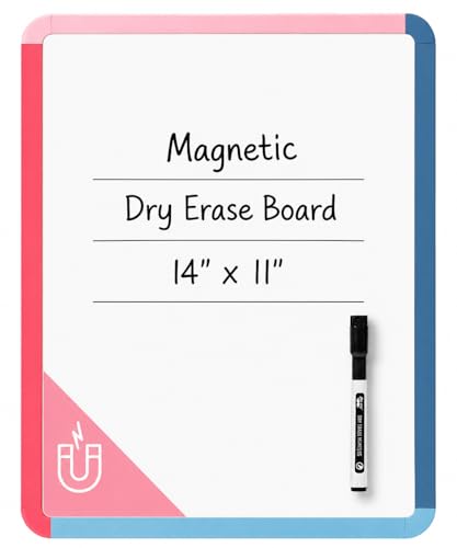 Mr. Pen- Dry Erase Board, 14” x 11” with a Black Dry Erase Marker | Pink Tide Frame, Small Mini White Board for Students, Fridge, Wall, Locker, Includes Double Sided Tapes - color: Pink Tide