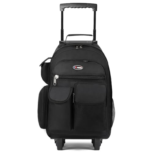 20" 2-in-1 Rolling Backpack,Backpack for Travel w/Wheels | Trolley Suitcase w/Telescopic Handle,Lightweight,Durable, Travel-Friendly, Unisex,2560-20''-Black - color: JH-2560-Black-20