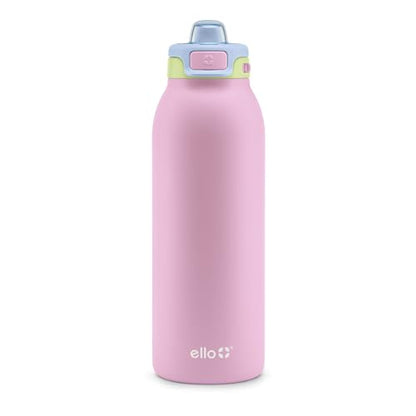 Ello Pop & Fill Insulated Stainless Steel Water Bottle with Quick Fill Lid, Leakproof Locking, Sip or Chug Spout, BPA-Free, Double Wall Vacuum Insulated for Sports, Travel & School- 22oz / 32oz / 40oz - color: Rosy Skyline, style: 40oz