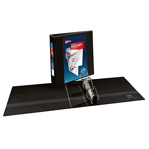 Avery Heavy-Duty View 3 Ring Binder, 3" One Touch Slant Rings, Holds 8.5" x 11" Paper, 1 Black Binder (05600) - size: 3"