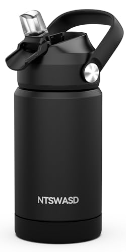 Boys Insulated Water Bottle with Straw,12 oz Kids Cups with Stainless Steel Leak Proof for School Daycare(Black) - color: A15.Black, style: 1Pack