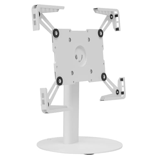 Mount-It! Universal Tablet Stand with Tilt, Anti-Theft Retail iPad POS Kiosk Stand, Fits 9.7"–13.1" Tablets, 90° Rotation & 180° Tilt, 20 lb Capacity, Steel Countertop Mount, White - color: White