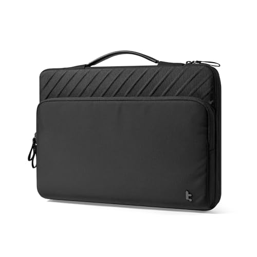 tomtoc 360° Protective Laptop Case Bag for 13-inch New MacBook Air M5/A3449 | M4/A3240, M3/A3113, M2/A2681 M1/A2337, 13“ MacBook Neo/Pro, iPad Pro M5 & iPad Air M4, Water-Resistant Carrying Sleeve Bag - color: Black-Cordura, size: 13 Inch for New MacBook