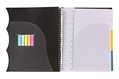 Mintra Office Durable PREMIUM Spiral Notebook, ((Black, 3 Subject, 8.5in x 11in)), Fabric Covered Coils, No Snags, Removable Adjustable Pocket Dividers, Ruler, Organization, Customizable - color: Black, size: 3 Subject (8.5in x 11in)