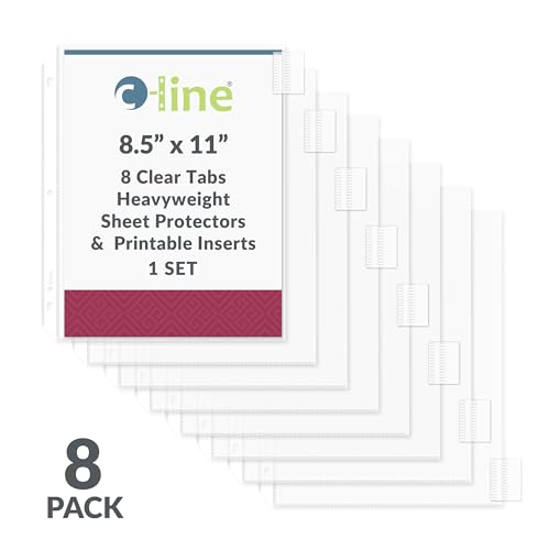 C-Line Sheet Protectors with Index Tabs, Clear Tabs, 2", 11 x 8.5, 8/Set