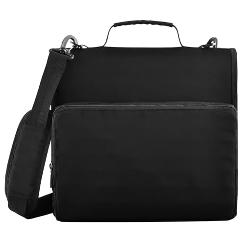1.5-Inch 3-Rings Organizer Binder with Handle Laege Capacity Portable Portfolio Suitable for Middle School Black - color: Black