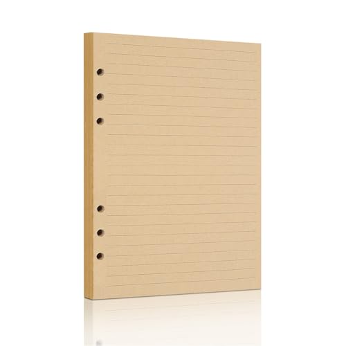 Vintage Kraft Paper - A5 Lined Flipchart Refill, 80 Sheets (160 Pages) for 6-Ring Binders, Journal, Notebook, Diary - size: Retro-Line-A5