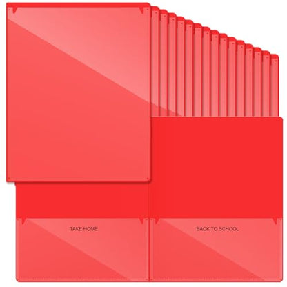 Henoyso 72 Pcs Plastic Take Home Folders with 2 Pockets Parent Teacher Classroom Communication Homework Folder for Students Parent Teacher Connect (Red) - color: Red