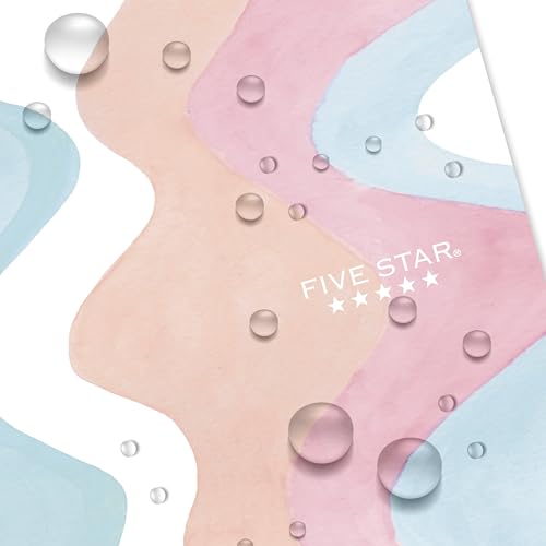 Five Star Spiral Notebook + Study App, 1 Subject, Wide Ruled, 8" x 10-1/2", 80 Sheets, Fights Ink Bleed, Water Resistant Cover, Pastel Waves (930060F)