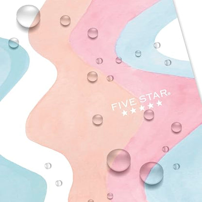 Five Star Spiral Notebook + Study App, 1 Subject, Wide Ruled, 8" x 10-1/2", 80 Sheets, Fights Ink Bleed, Water Resistant Cover, Pastel Waves (930060F)
